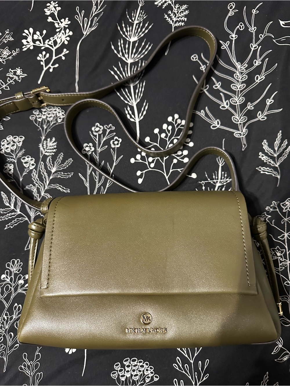 Michael Kors Olive Green Leather Crossbody Bag